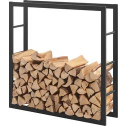 [en.casa] Kaminholzregal Täby Stahl 100 x 25 x 100 cm Schwarz